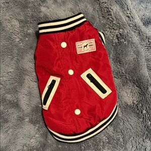 Maroon Letterman Style Dog Jacket